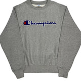 Reverse Weave Champion Spellout Sweatshirt - Medium Gray Cotton