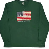 American Flag Design Polo By Ralph Lauren Graphic Long Sleeve T-Shirt - 2XL Green Cotton