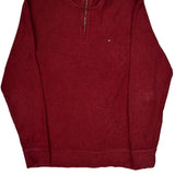 Tommy Hilfiger 1/4 Zip - Large Red Cotton