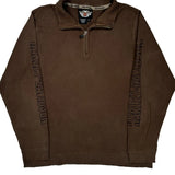 Harley Davidson Spellout 1/4 Zip - XL Brown Cotton