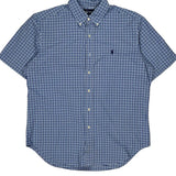 Ralph Lauren Checked Short Sleeve Shirt - Large Blue Cotton