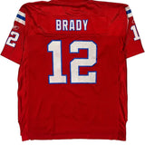 New England Patriots Reebok #12 Brady Football Jersey - XL Red Polyester