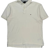 Tommy Hilfiger Polo Shirt - Large White Cotton