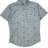 Levis Short Sleeve Shirt - Small Blue Cotton