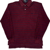 Polo By Ralph Lauren Striped Long Sleeve Polo Shirt - Small Burgundy Cotton