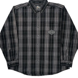 Harley Davidson Checked Shirt - 2XL Gray Cotton