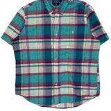 Authentic Indian Madras Ralph Lauren Checked Short Sleeve Shirt - XL Multicoloured Cotton