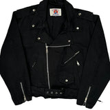 100% Smooth Camel Leather Jacket - Large Black Cotton