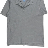 Stretch Tommy Hilfiger Striped Polo Shirt - XL Black & White Cotton