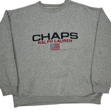 American Flag Chaps Ralph Lauren Spellout Sweatshirt - XL Gray Cotton Blend