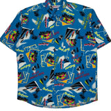 Jazz Fashion Graphic Hawaiian Shirt - Large Blue Cotton