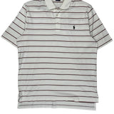 Polo By Ralph Lauren Striped Polo Shirt - Medium White Cotton
