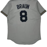 Brewers Majestic Jersey - Large Gray Polyester