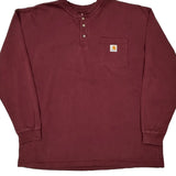 Carhartt Long Sleeve T-Shirt - 2XL Burgundy Cotton