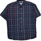 Tommy Hilfiger Checked Short Sleeve Shirt - Large Navy Cotton