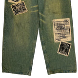 Indigo Gold Hip Hop Jeans - 32W 29L Green Cotton