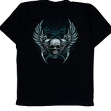 Skull And Motorcycle Graphic Rock Eagle Single Stitch T-Shirt - XL Black Cotton
