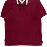 Tommy Hilfiger Polo Shirt - Large Burgundy Cotton