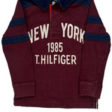 Age 4-5 Tommy Hilfiger Rugby Shirt - XS Burgundy Cotton