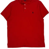 Ralph Lauren Slim Fit Polo Shirt - XL Red Cotton