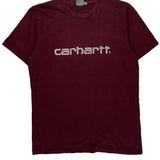 Carhartt Spellout T-Shirt - Small Burgundy Cotton