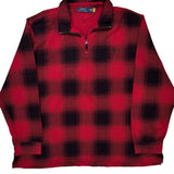 Polo By Ralph Lauren Checked 1/4 Zip - 2XL Red Cotton
