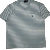 Polo By Ralph Lauren Striped T-Shirt - XL Blue Cotton