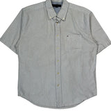 Tommy Hilfiger Striped Short Sleeve Shirt - Medium Blue Cotton