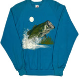 Fish Jumping Out Of Water Jerzees Graphic Sweatshirt - Large Blue Cotton