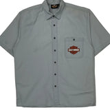American Champion Motorcycles Harley Davidson Graphic Short Sleeve Shirt - Large Gray Cotton