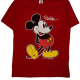 Mickey Mouse Jerzees Single Stitch T-Shirt - Medium Red Cotton Blend