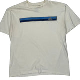 Adidas Striped T-Shirt - Large White Cotton