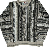 Florence Tricot Sweater - Large Gray Cotton Blend