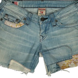 True Religion Denim Shorts - 29W UK 8 Light Wash Denim
