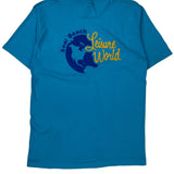 Single Stitch Fruit Of The Loom Graphic T-Shirt - Large Blue Cotton