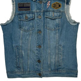 Milwaukee Metal Harley Davidson Graphic Denim Vest - Large Blue Denim