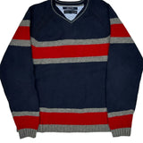 Tommy Hilfiger Striped Sweater - Large Gray Cotton