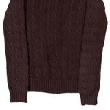 Ralph Lauren Sport Cable Knit Hoodie - Small Brown Cotton