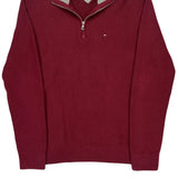 Tommy Hilfiger 1/4 Zip - Large Red Cotton