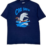 Single Stitch Cool Surfin Hanes Graphic T-Shirt - XL Blue Cotton