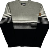 Southpole Striped Sweater - Medium Black Cotton