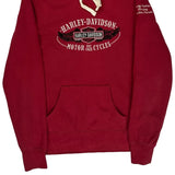 Harley Davidson Graphic Hoodie - Medium Red Cotton Blend