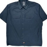 Dickies Short Sleeve Shirt - XL Blue Polyester Blend