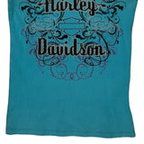 Harley Davidson Graphic Tank Top - Large Blue Cotton