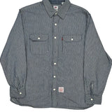 Levis Striped Shirt - Large Blue Cotton