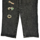 Embroidered Brand Name On Leg Capito Graphic Jeans - 35W 30L Grey Denim