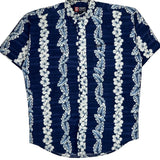Chaps Ralph Lauren Floral Hawaiian Shirt - Medium Blue Cotton