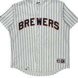 Brewers Majestic Striped Jersey - XL White Polyester