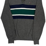 Tommy Hilfiger Striped 1/4 Zip - Small Gray Cotton