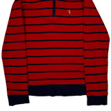 Age 8-9 Polo By Ralph Lauren Striped 1/4 Zip - Medium Navy Cotton